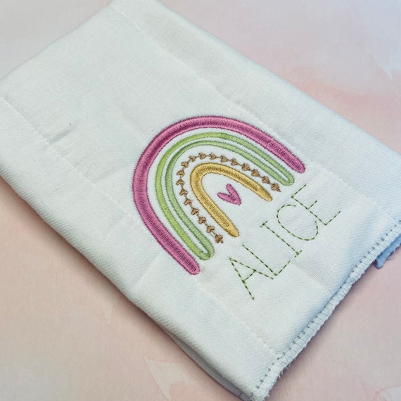 Boho Rainbow Burp Cloth / Rainbow Baby Burp Cloth / Rainbow Baby Burpie / Personalized Rainbow Baby Burp Cloth