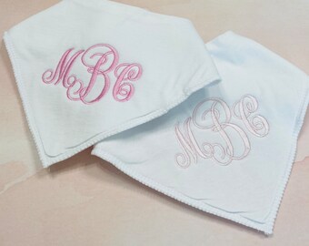 Bandana Bib Set / Set of 2 Bibs / Monogrammed Bibs/ Bandana bib / Gender Neutral Bandana Bib / Drool Bib / Neckerchief Bib