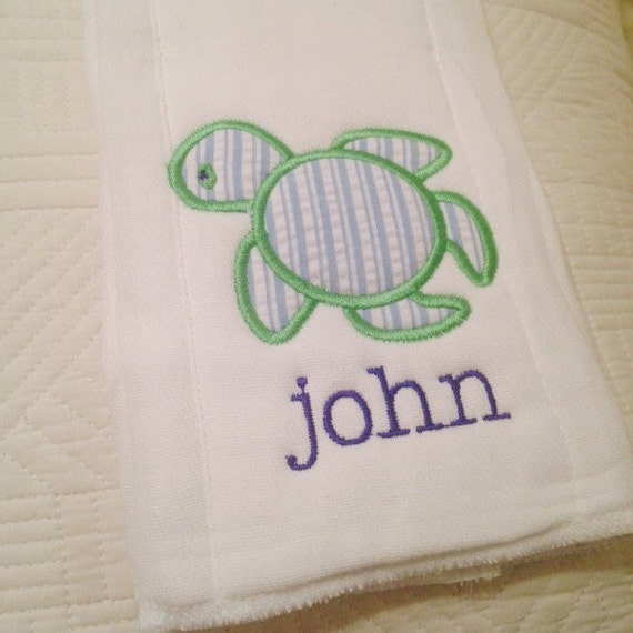 Sea Turtle Burp Cloth / Personalized Sea Turtle Burp Cloth Set / Honu Burp Cloth / Organic Cotton Baby Burp Cloth