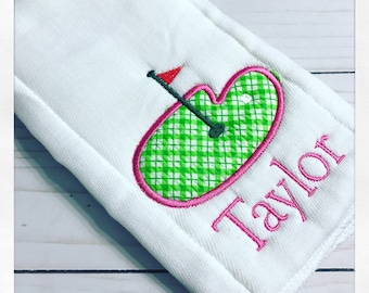Monogrammed Golf Burp Cloth / Pink Golf Burp Cloth / Personalized Baby Burp Cloth / Golf Burp Pad / Golf Baby Girl Gift / Golf New Dad Gift
