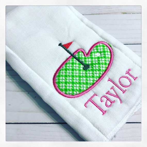 Monogrammed Golf Burp Cloth / Pink Golf Burp Cloth / Personalized Baby Burp Cloth / Golf Burp Pad / Golf Baby Girl Gift / Golf New Dad Gift