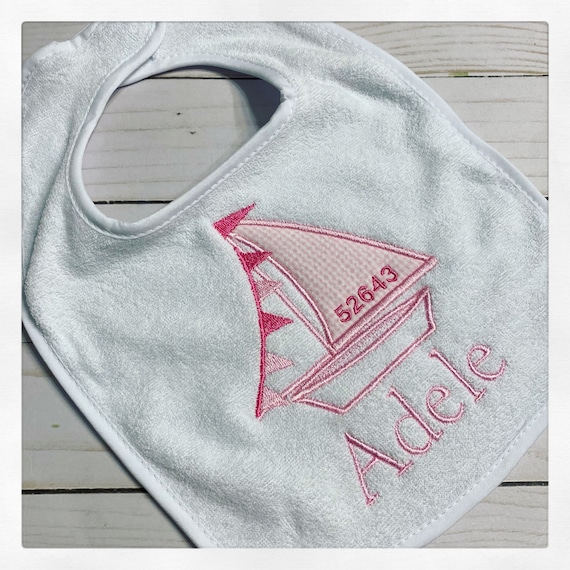 Personalized Sailboat Bib / Custom Baby Bib / Boat Baby Bib / Sailing Baby Bib / Nautical Bib / First Birthday Bib / Smash Cake Bib