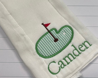 Monogrammed Golf Burp Cloth / Golf Burp Cloth / Personalized Baby Burp Cloth / Golf Burp Pad / Golf Baby Boy Gift / Golf New Dad Gift