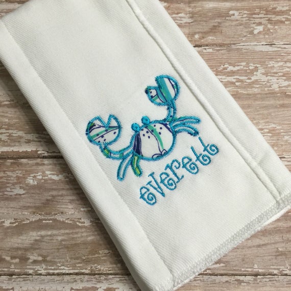 Crab Burp Cloth / Crab Baby Burp Cloth / Personalized Burp Cloth / Maryland Crab Baby Gift