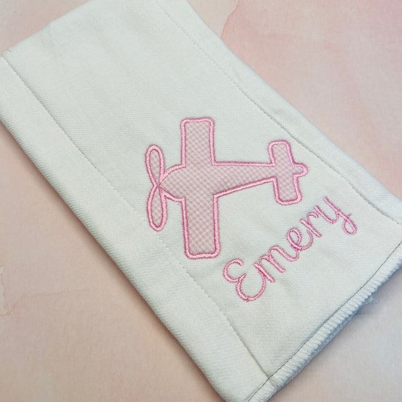 Airplane Burp Cloth for Baby Girl / Air Force Baby Gift / Airplane Baby Gift / Pilot Baby Gift / Vintage Airplane Baby Gift