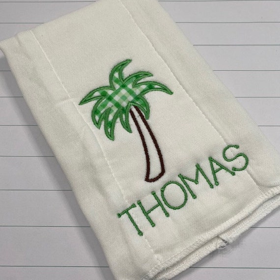 Palm Tree Burp Cloth / Preppy Palm Tree Baby Burp Cloth / Personalized Palm Tree Burp Cloth / Tropical Baby Gift