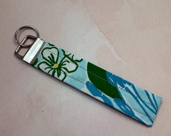 Handmade Keychain wristlet key fob vintage Lilly fabric
