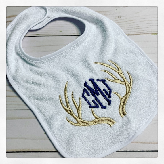Hunting Antlers Bib / Personalized Deer Birthday Bib / Antler Baby Bib / Hunting Bib / First Birthday Bib/ 1st Birthday Bib