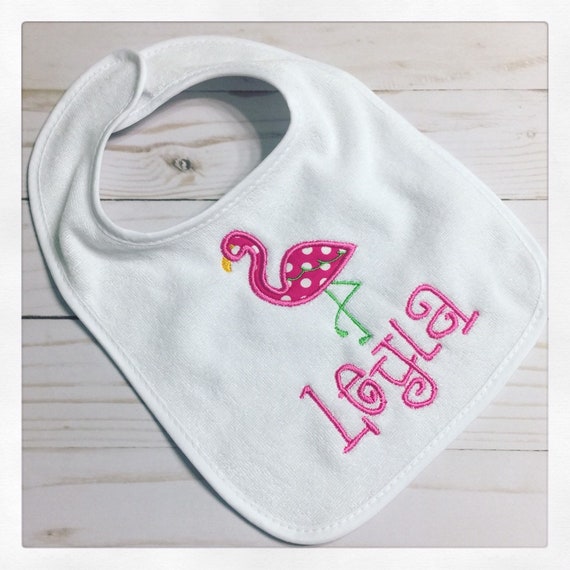 Flamingo Baby Bib / Personalized Flamingo Baby Bib / Pink Flamingo Baby Bib / Flamingo First Birthday Bib / Smash Cake Bib