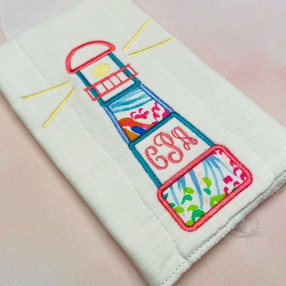 Light House Baby Burp Cloth / Lighthouse Baby Burp Cloth / Nautical Baby Burpie / Personalized Lighthouse Baby Burp Cloth