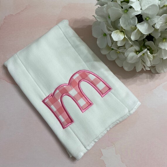 Pink and White Burp Cloth / Pink Gingham Baby Girl Burp Cloth / Buffalo Check Print Burp Cloth / Baby Gift / Burp Set / Burpie Set