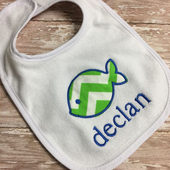 Baby Fish Bib / Fishing Bib / Baby Fishing Gift / Personalized Fish Bib / 1st Birthday Bib / Smash Cake Bib / First Birthday Bib