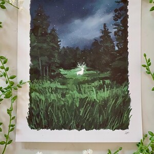 Stampa artistica di un cervo spirituale / Illustrazione di un cervo magico / Arte murale / Stampa artistica Giclée