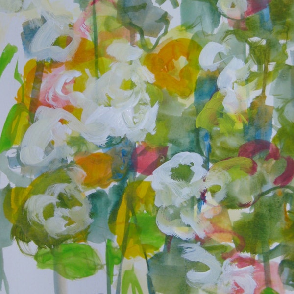 Spring has Sprung ll original abstract flower painting on paper