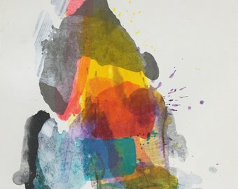 Modern Crush ink on paper 15" x 11" abstract art modern decor original