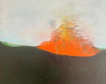 Pele Glow volcano painting Hawaii Big Island volcanic caldera art original on canvas 20 x 16