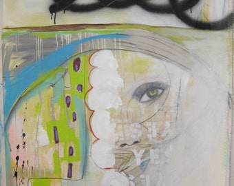 CITY GIRL contemporary urban painting on canvas modern decor original art