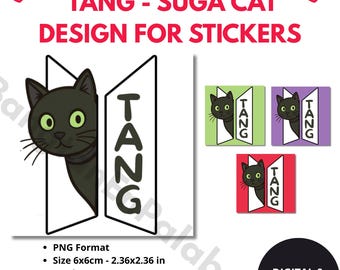 TANG Cat SUGA BTS | Printable Stickers | Freebies | Kpop Fan Made | Digital Download