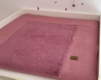 Changing mat, changing pad with cover waffle pique old pink