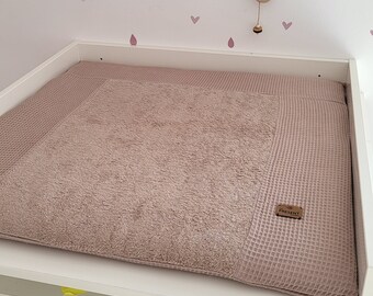 Changing mat, changing pad with cover waffle pique dark beige