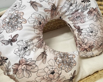 Nursing pillow made of 100% cotton removable cover autumn flower