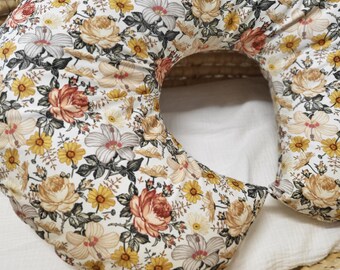 Nursing pillow made of 100% cotton with removable cover retro flower