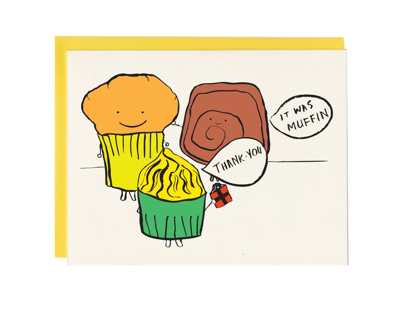 Thank You Muffin Baked Goods Greeting Card Etsy