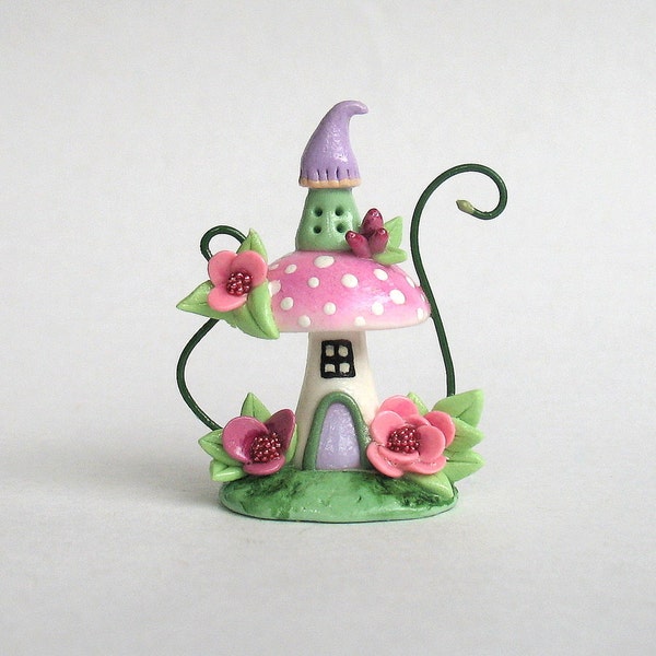 Miniature Toadstool Mushroom Blossom Whimsy  House OOAK by C.Rohal