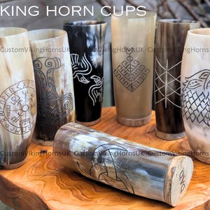 Viking Drinking Horn Cup: Personalized Medieval Beer Tankard, 250ml+ Capacity