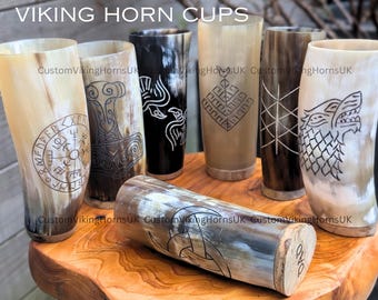 Viking Drinking Horn Cup: Personalized Medieval Beer Tankard, 250ml+ Capacity