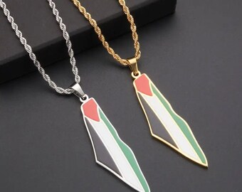 Drapeau palestinien, collier Palestine, pendentif Palestine, pendentif en acier inoxydable, collier chaîne pour femme homme Bijoux Accessoires