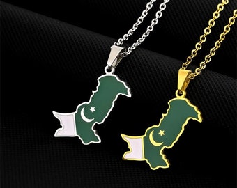 Pakistan necklace, Pakistan flag colour pendant, Pakistan jewellery, Islamic necklace, Ramadan gift, Eid gift, 14th August gift