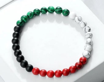 Palestine Beaded Wristband, Palestine theme, Palestine colours Perfect Gift for Men Women Children