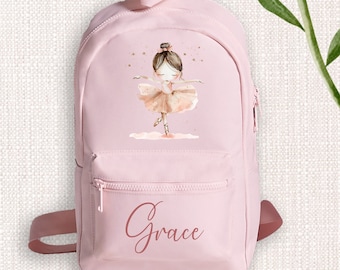 Ballet Ballerina Dance Dancing Girl Mini pastel backpack back pack bag toddler nursery preschool school changing Personalised custom name