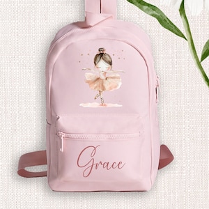 Ballett Ballerina Tanzen Tanzen Mädchen Mini Pastell Rucksack Rucksack Tasche Kleinkind Kindergarten Vorschule Schule ändern personalisierte individuelle Name