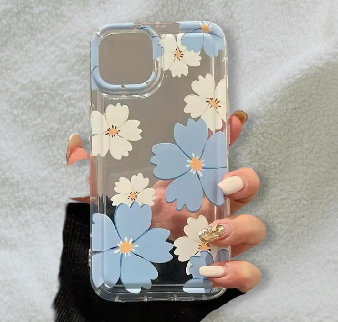 Baby Pastel Blue Flower Floral Daisy Clear Case for iPhone 15 14 13 12 ...