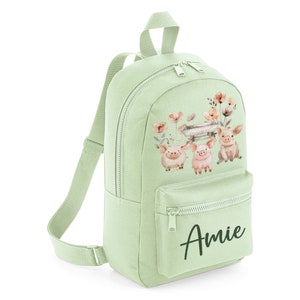 Mini sac à dos personnalisé de ferme de porcelets roses avec nom personnalisé, sac à dos pour la maternelle, préscolaire, sac pour l'école, bambin