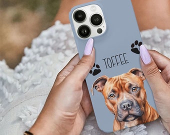 Red staffordshire bull staffy terrier dog design [ bumper case casing iphone 11 12 PRO 13 14 15 Max Plus Mini ] Personalised custom name