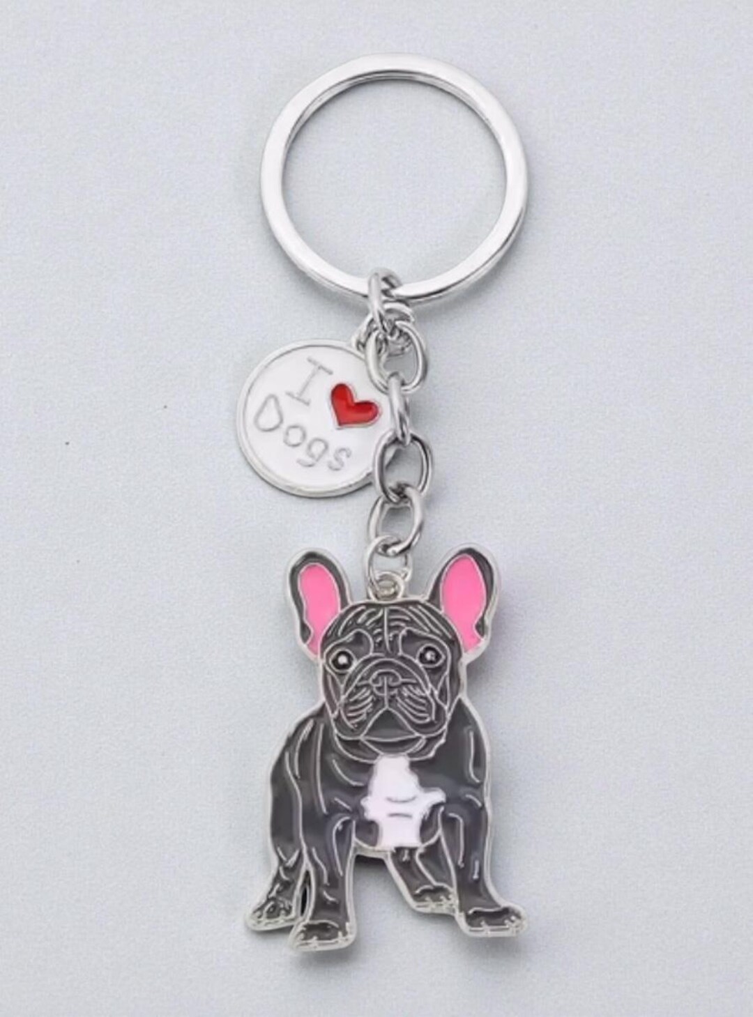小物 coach keyring charm french bulldog rare Grey Frenchie French Bulldog Metal Enamel Keyring, Dog Lover Gift