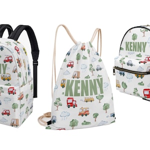 Sac à dos d'urgence pour véhicule de voiture pour enfant en bas âge, sac à langer d'école maternelle et préscolaire, nom personnalisé, cordon de serrage en toile