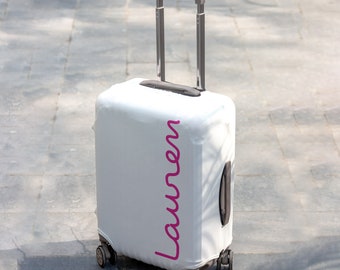 Script Text Any Colour Island Islander Text Printed Stretch Zip suitcase travel luggage cover cloth S M L XL Personalised custom name