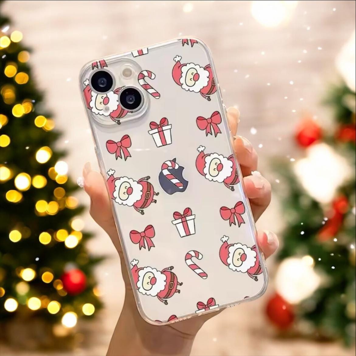 Custodia IPhone 12 Pro Max Natalizia Trasparente - Morbida TPU Con Simpatiche Renne, Sottile E Antiurto - Cover Regalo A Tema Christmas - copertina