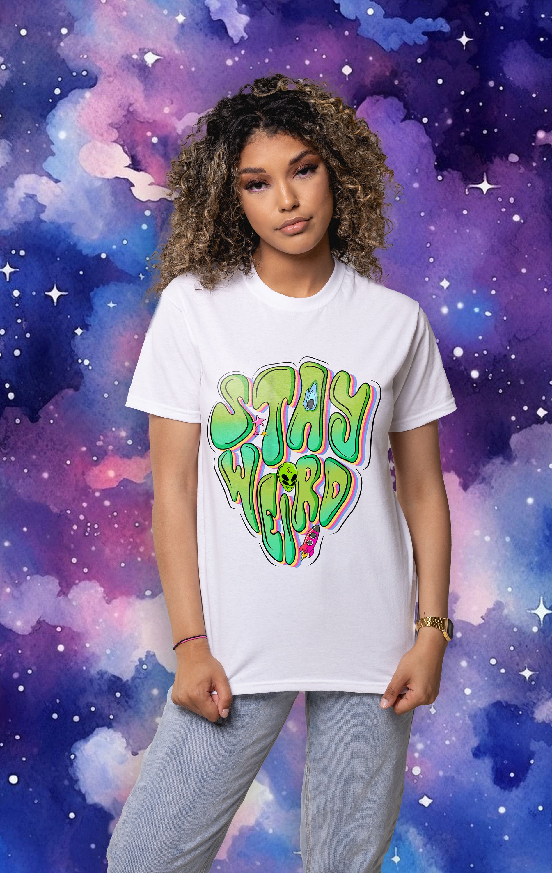 Stay Weird Slime Green Alien Harajuku Y2k T-shirt Tee Top T Shirt