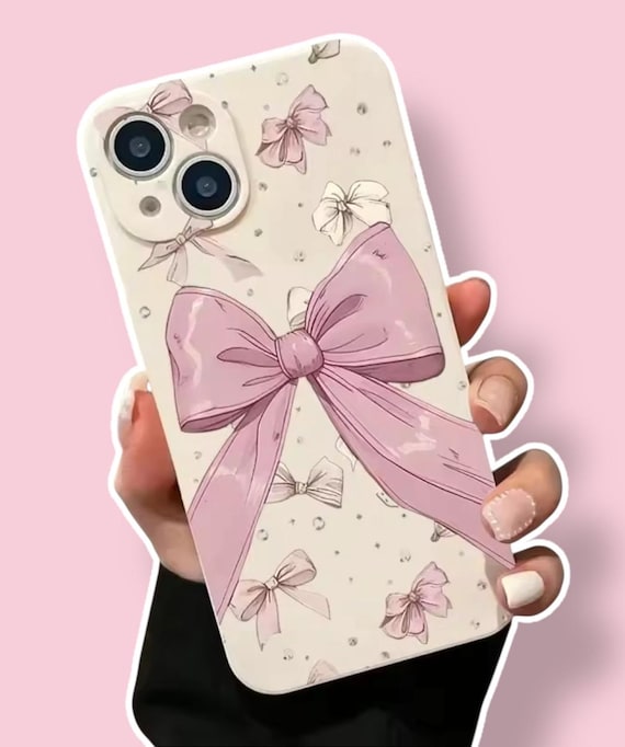 Black White Bow Case, Pink Ribbon Bows, iPhone Case for iPhone 16