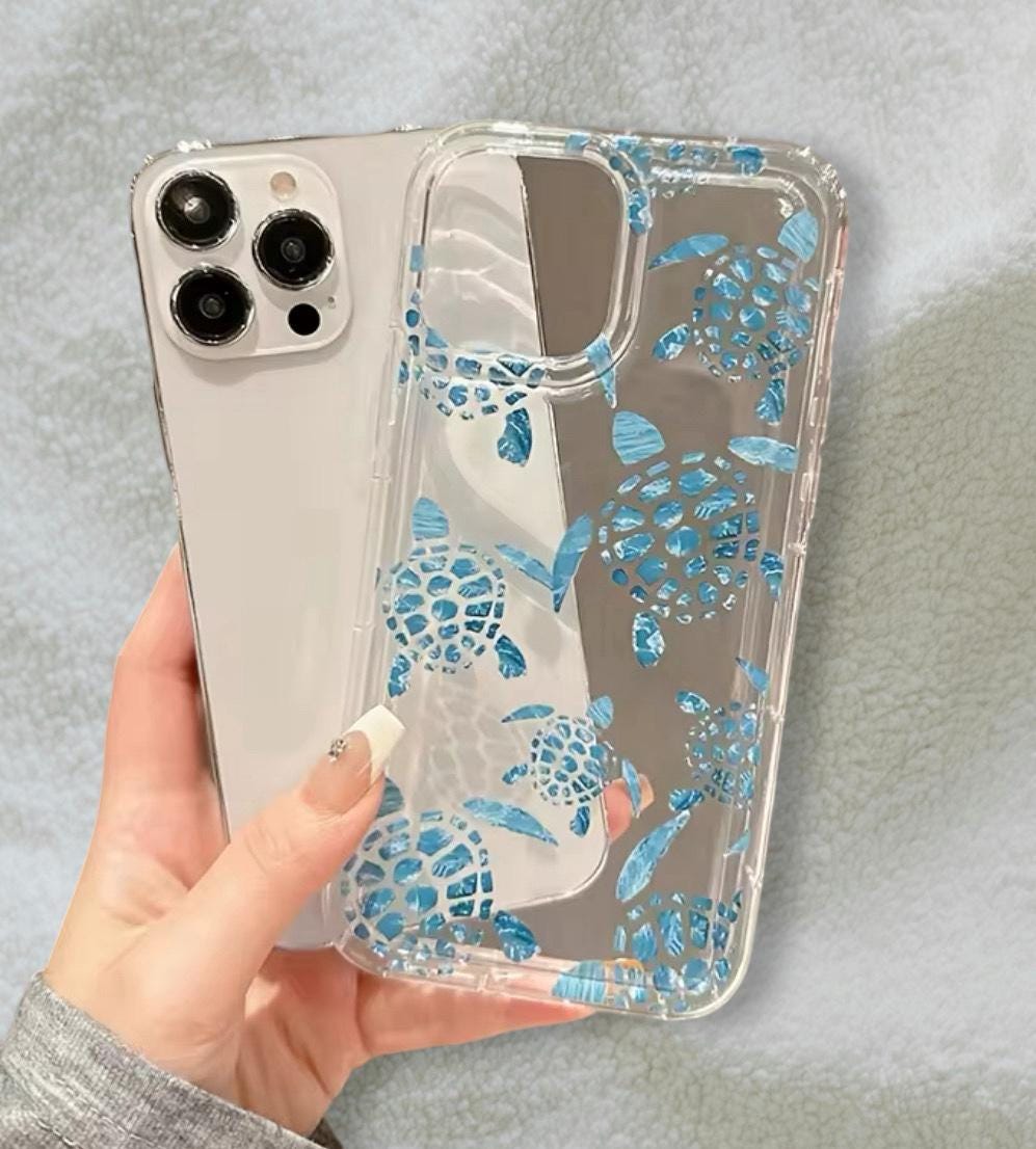 Pastel Blue Sea Turtle, Turtles Ocean Sea, Case For iPhone 16 Plus 15 14 13 12 11 Pro Max Gift For Women, Liquid Silicone Cover 7 8 XR XS SE