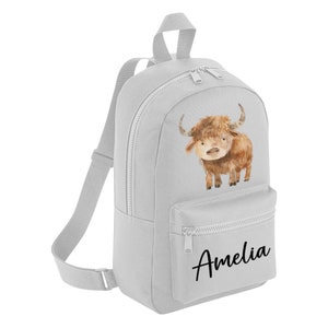 Highland Cow Coo Farm Mini sac à dos personnalisé Nom personnalisé Sac à dos, Sac à dos pour la maternelle, Maternelle, Sac pour l'école, Tout-petit
