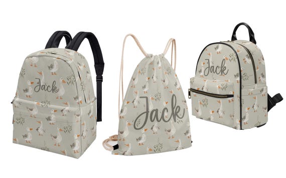 Grey Green Goose Geese Backpack Back Pack for Toddler Child