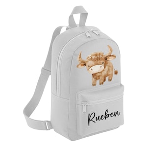 Highland Cow Coo Farm Mini sac à dos personnalisé Nom personnalisé Sac à dos, Sac à dos pour la maternelle, Maternelle, Sac pour l'école, Tout-petit