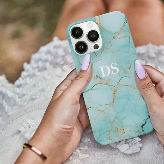 Blue Marble Personalised Iphone Case Initials Blue Marble