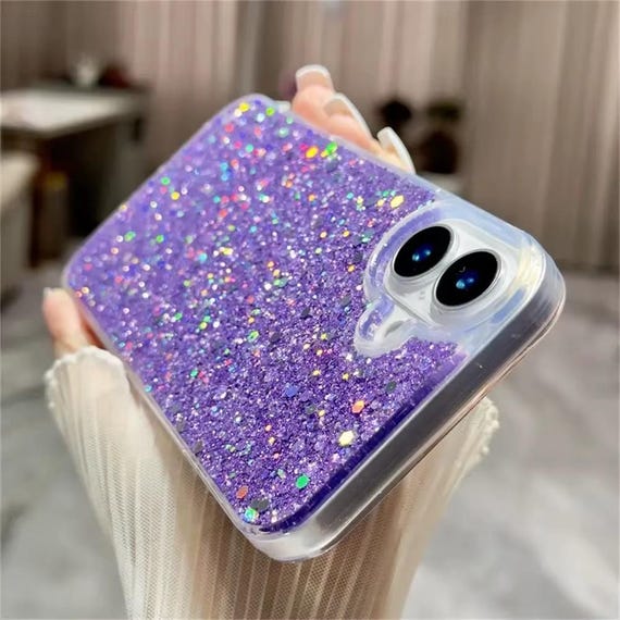 Purple Luxury Chunky Glitter Case, Sparkle Glitter, Aesthetic Y2K Design, Clear Case For iPhone 15 14 13 12 11 16 Pro Max Plus, Silicone